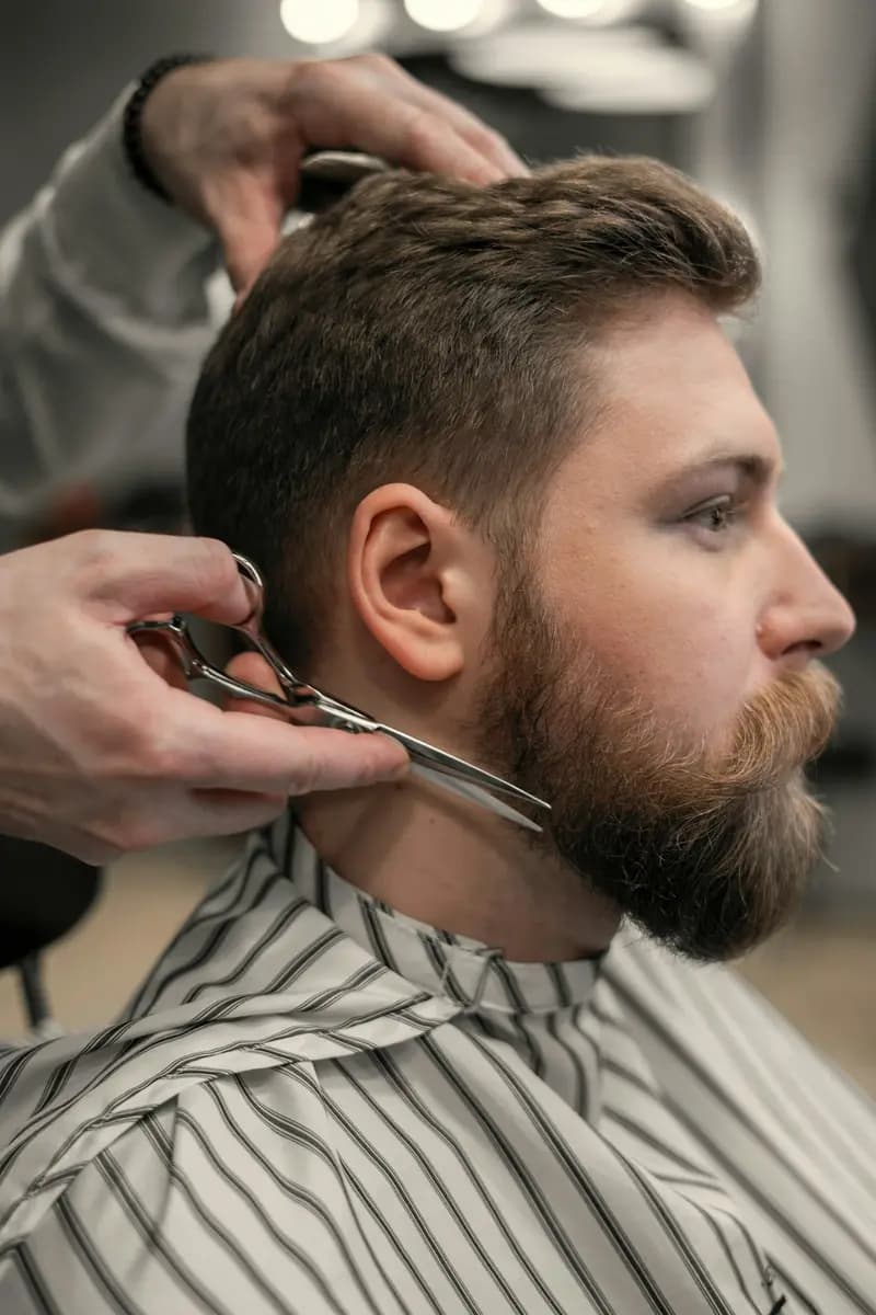 Perfilado de barba con tijera